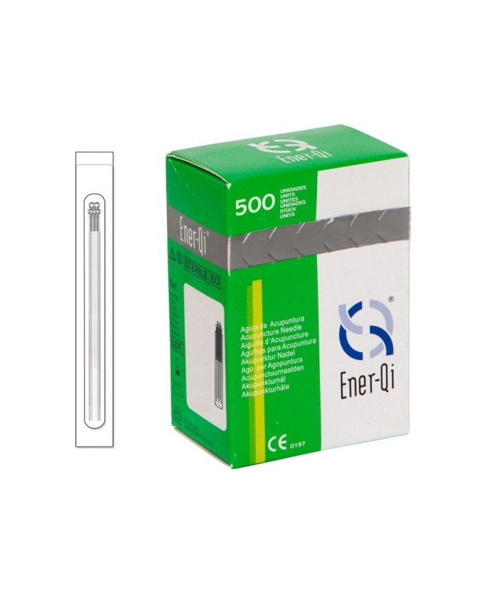 Aguja Acupuntura ENER-QI Acero Mango plata con Guía + Cabeza (500 uds.)