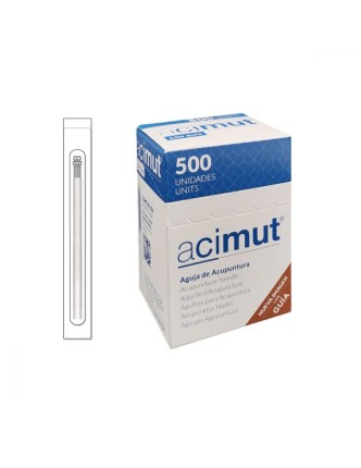 Aguja Acupuntura ACIMUT Acero Mango plata con Guía + Cabeza (500 uds.)