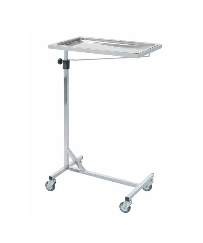 MESA MAYO Rodable acero inox. 59x39 cm. Regulable altura
