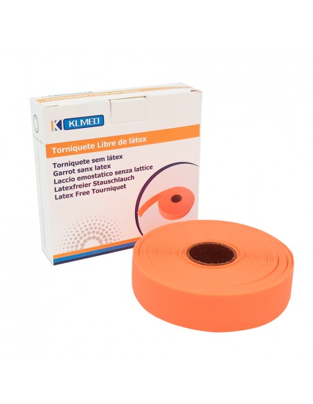 Torniquete libre de látex Naranja de 2,5 x 45 cm (25 uds)