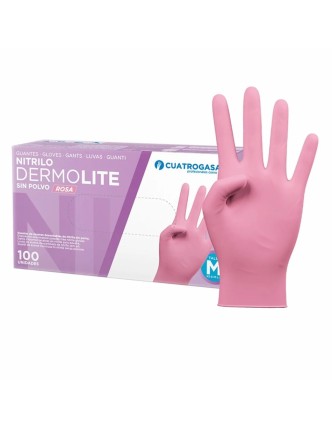 GUANTES DERMOLITE Nitrilo ROSA sin polvo (caja 100 u.) 2