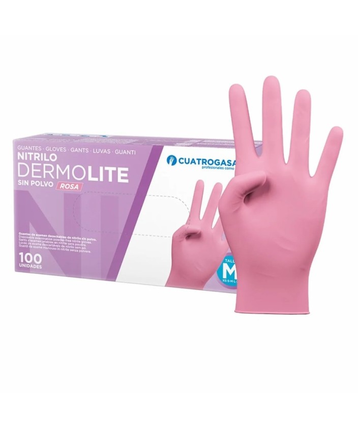GUANTES DERMOLITE Nitrilo ROSA sin polvo (caja 100 u.)