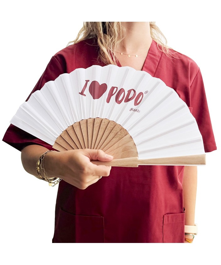 Abanico varilla madera "I LOVE PODO"