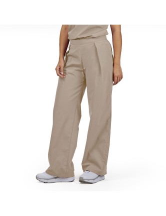 Pantalón Mujer Recto con pinzas Color Arena
