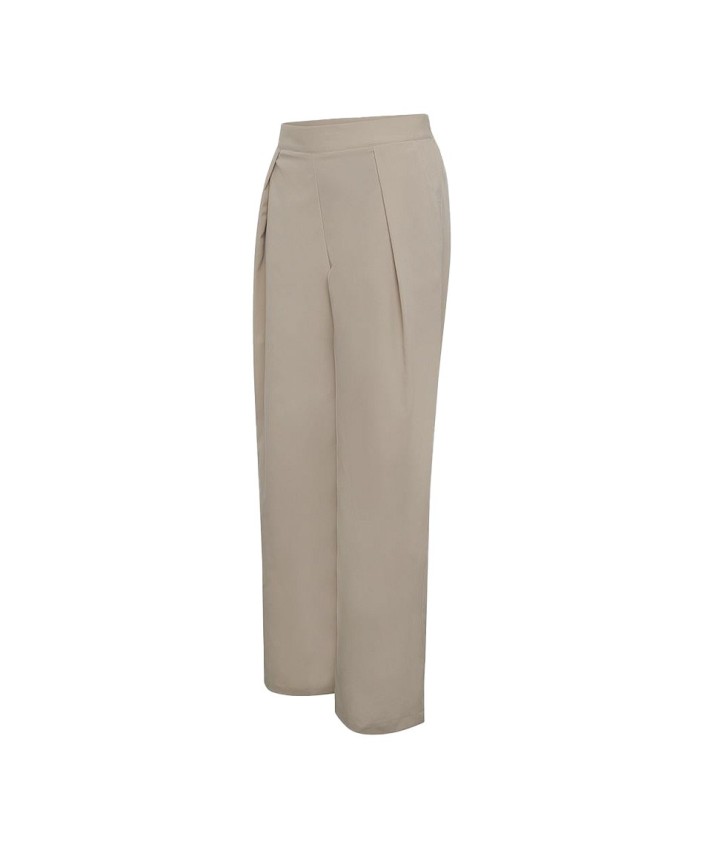 Pantalón Mujer Recto con pinzas Color Arena