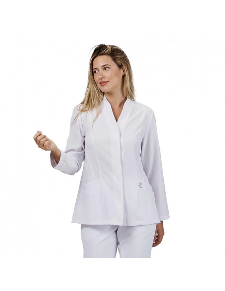 Blusa Mujer Manga Larga con botó oculto Blanco
